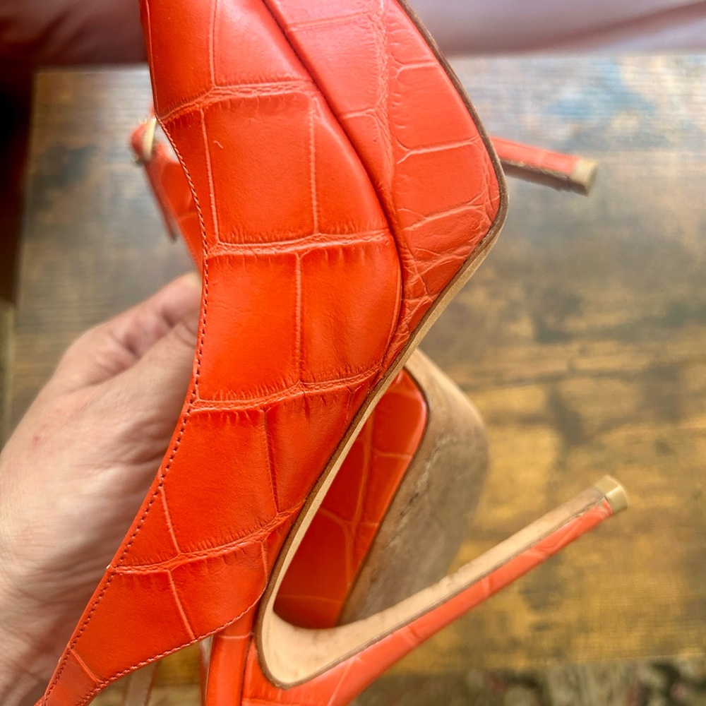 Jimmy Choo Vibrant Orange Peep-Toe Heels - Picture 12 of 12